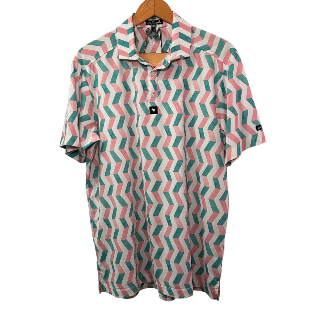 Men's Bad Birdie 3 Button Short Sleeve Golf Polo Shirt Size L